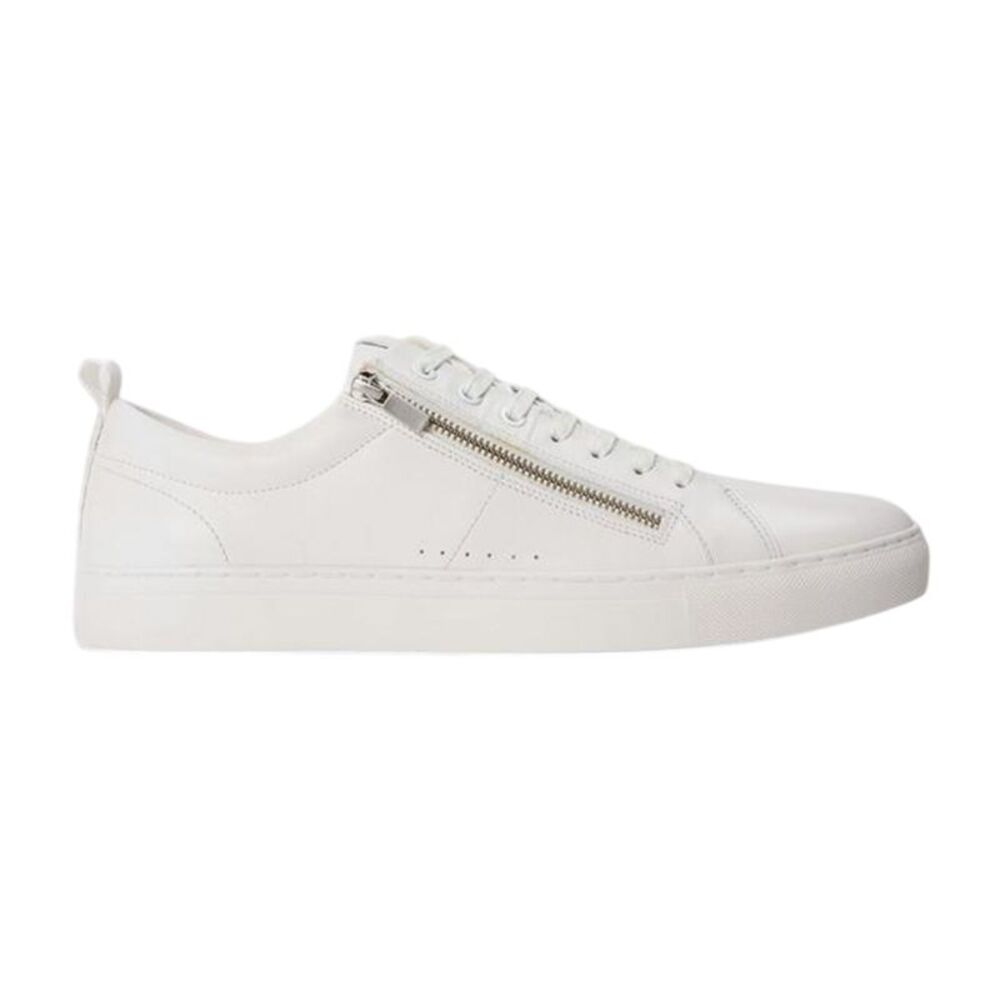 Hugo Mens Monk Leather Flat Sneakers / White